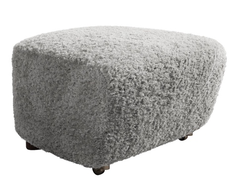  现代奶油风毛绒座垫凳3d模型3d模型 