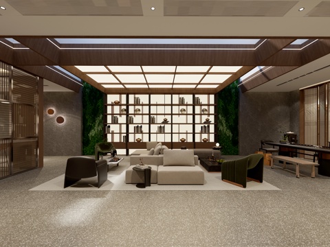  酒店民宿 书吧 阅读休闲区3d模型3d模型 