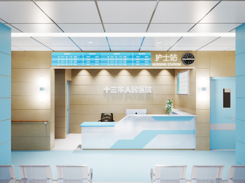 0059护士站 医院前台 咨询台 接待台su模型
