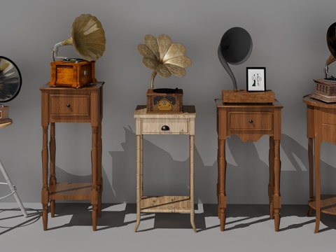  美式留声机摆件组合3d模型 