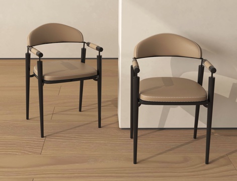  现代北欧餐椅 北欧餐椅 北欧单椅 现代实木餐椅 现代实木单椅su模型 