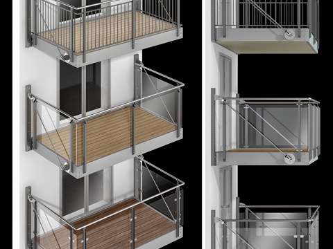  现代金属悬臂阳台3d模型 