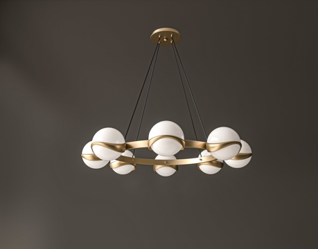  现代极简客餐厅吊灯3d模型 