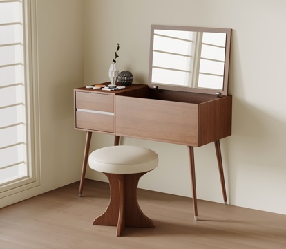 中古风梳妆台 梳妆凳su模型