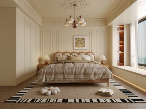  法式中古风卧室3d模型 