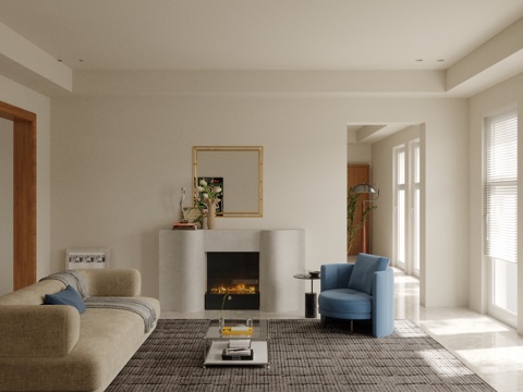  现代休闲客厅3d模型 