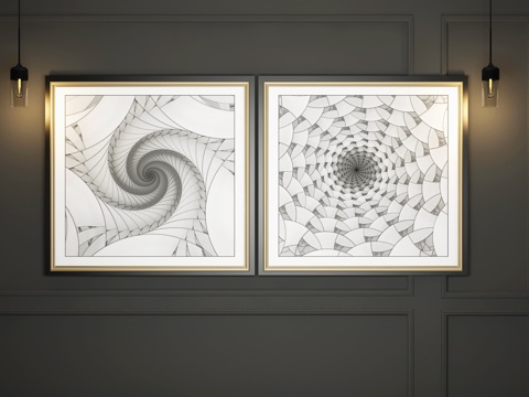  新中式装饰画3d模型 