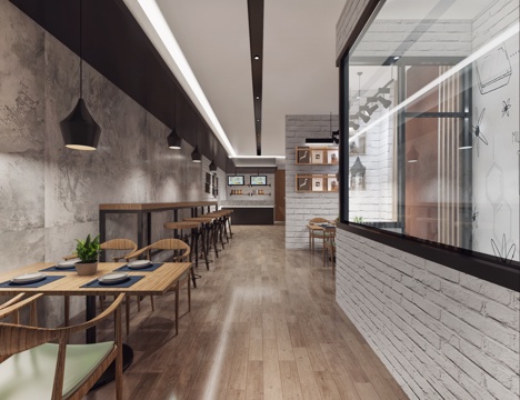  北欧风格奶茶店3d模型 