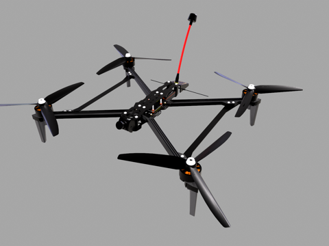  10英寸全视角四轴飞行器无人机3d模型 