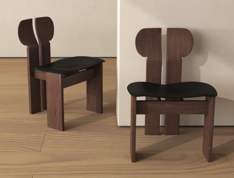  中古风餐椅 中古单椅 实木餐椅 实木单椅3d模型 