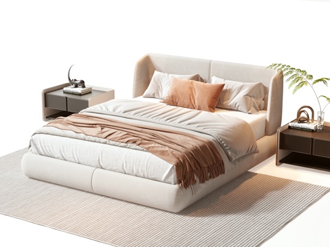  Minotti现代双人床3d模型 