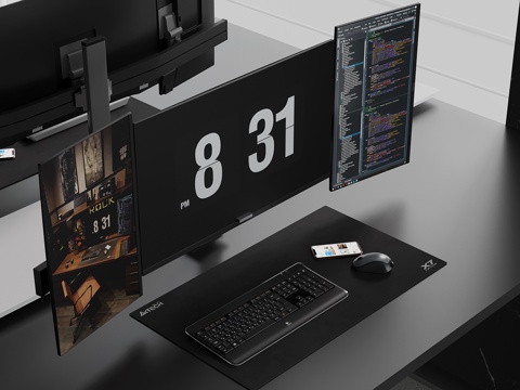  现代电脑 台式电脑3d模型 