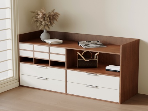 侘寂中古玄关柜 边柜 装饰柜su模型