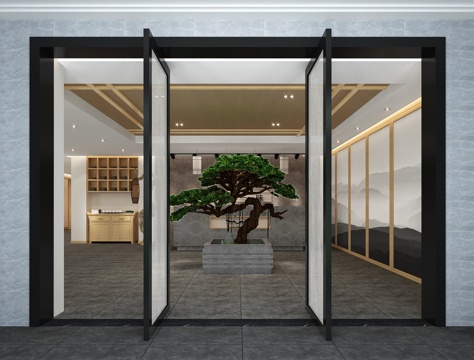  禅意会所一楼 新中式茶室3d模型 