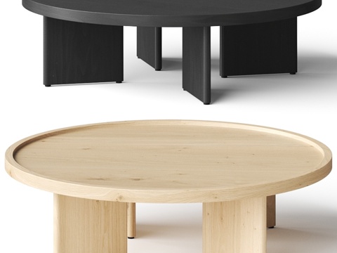  现代实木圆茶几3d模型 