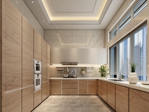  现代厨房 厨具组合 橱柜组合3d模型 