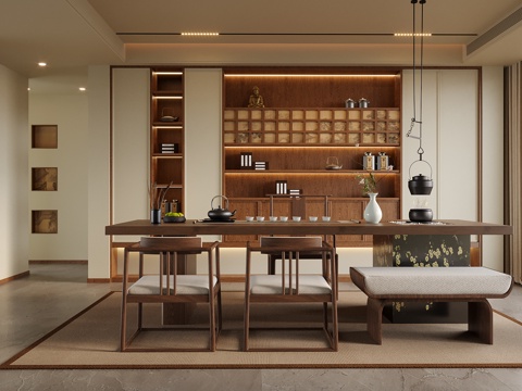  现代茶室 茶桌椅 茶椅 茶柜3d模型 