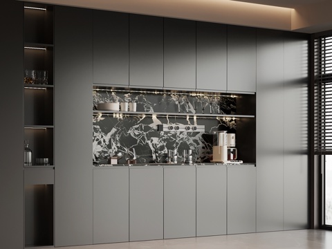 现代意式酒柜 餐边柜su模型