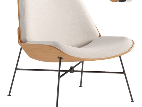  现代意式布艺皮革木质休闲椅3d模型 