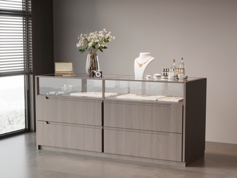  现代意式首饰台 衣帽间岛台su模型 