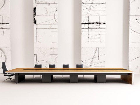  现代会议桌椅3d模型 