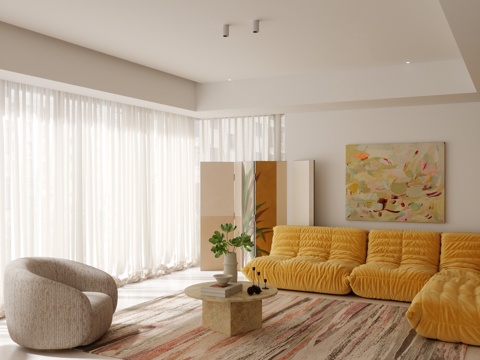  现代客厅休闲室3d模型 