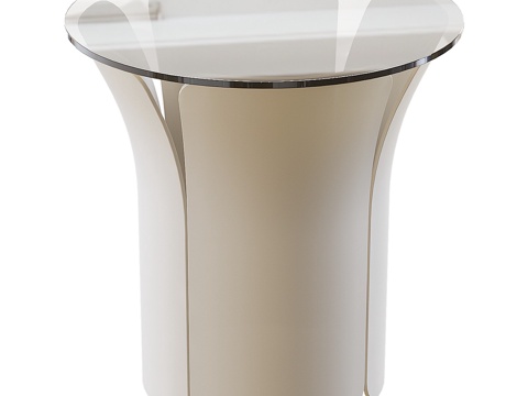  现代意式玻璃圆边几3d模型 