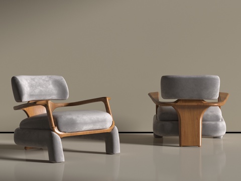  北欧复古椅单人沙发椅3d模型 