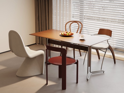 法式中古餐桌椅su模型