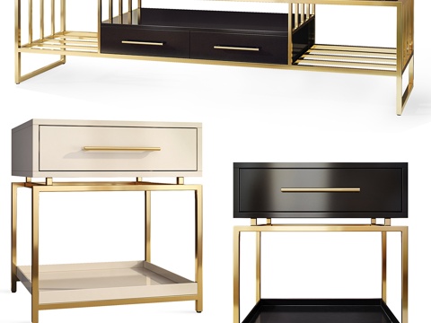  伊丽莎白电视柜·阿维亚诺床头柜·夜柜3d模型 