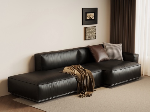 现代意式沙发 皮质沙发su模型