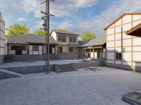  乡村老院子su模型 