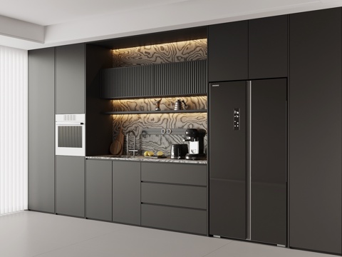 现代意式餐边柜 酒柜su模型