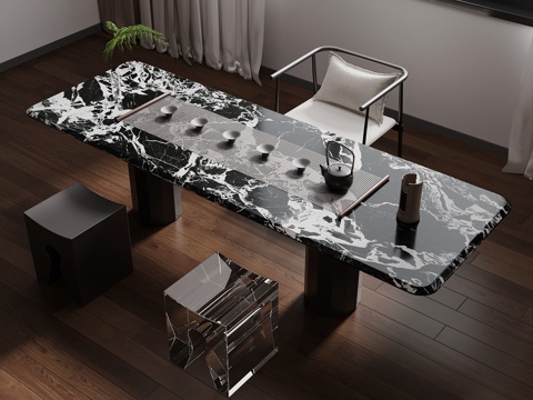  现代茶桌椅3d模型 