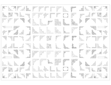 雕花线条窗花仿古漏窗景墙cad施工图