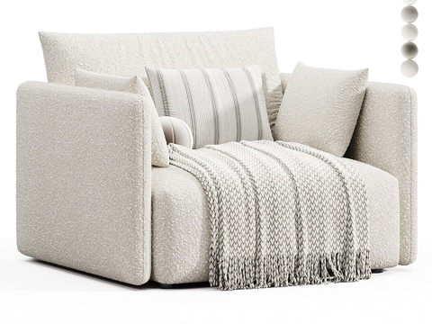  现代极简单人布艺休闲沙发3d模型 