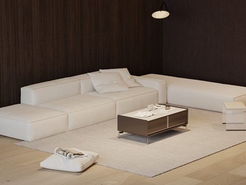 现代沙发 沙发茶几组合su模型su模型