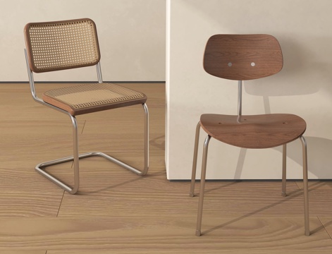  中古风餐椅 中古单椅 实木餐椅 实木单椅3d模型 