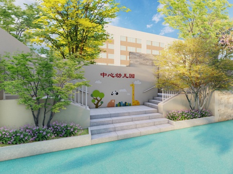 幼儿园形象墙su模型