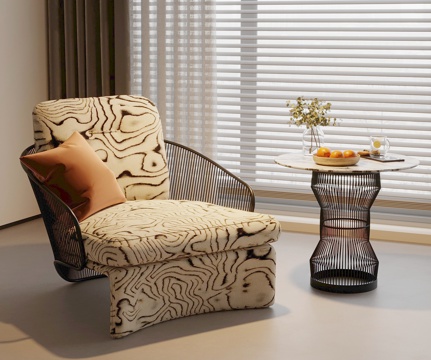 现代法式休闲椅 单人等沙发 边几su模型