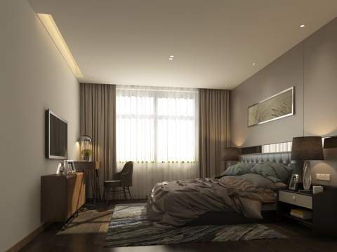  现代卧室3D模型3d模型 