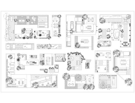 庭院花园造景CAD平面图库cad施工图