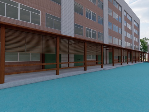  校园风雨连廊su模型su模型 