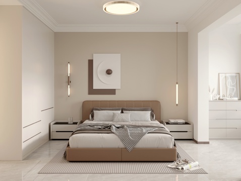  现代卧室3d模型 