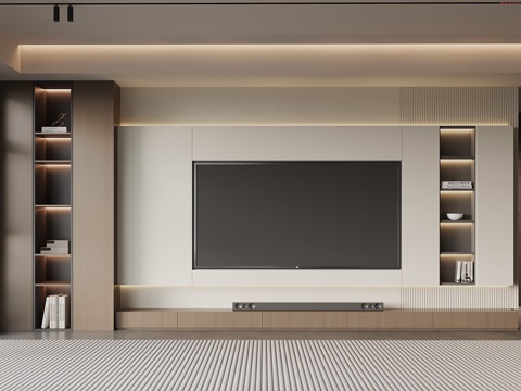 现代意式电视背景墙su模型
