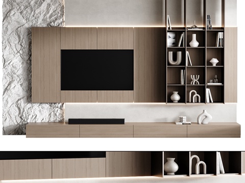  09号电视墙套装3d模型 