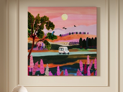  现代，简约，抽象，轻奢，肌理，装饰画3d模型 