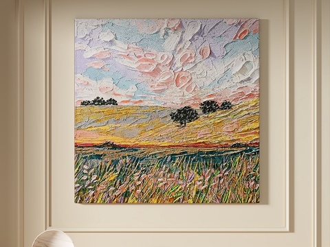  现代，简约，抽象，轻奢，肌理，装饰画3d模型 