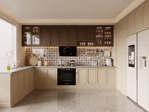  法式中古风厨房3d模型 