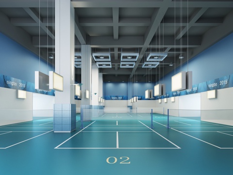  现代网球场3d模型 